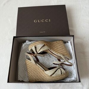 CABINATO GG/NAPPA CHARLOTTE SABBIA/CORNIOLA 36.5 Wedge sandals